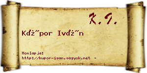 Kúpor Iván névjegykártya